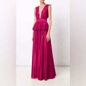 Sleeveless Deep V Maxi Dress in Fuchsia